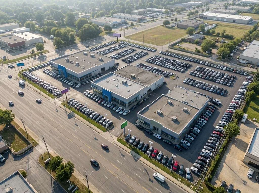 Dealer group buyers inspecting an SUV on a dealership lot