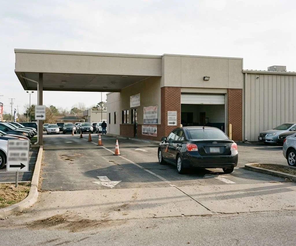Independent used car dealership frontage