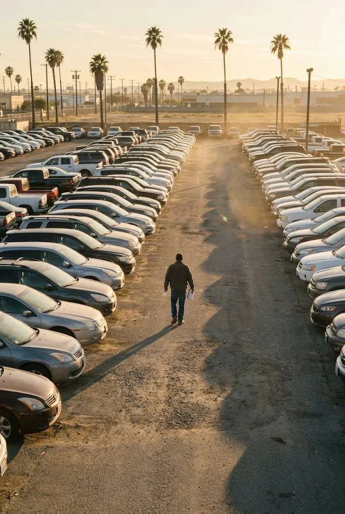 Private seller handing car keys to a wholesale buyer
