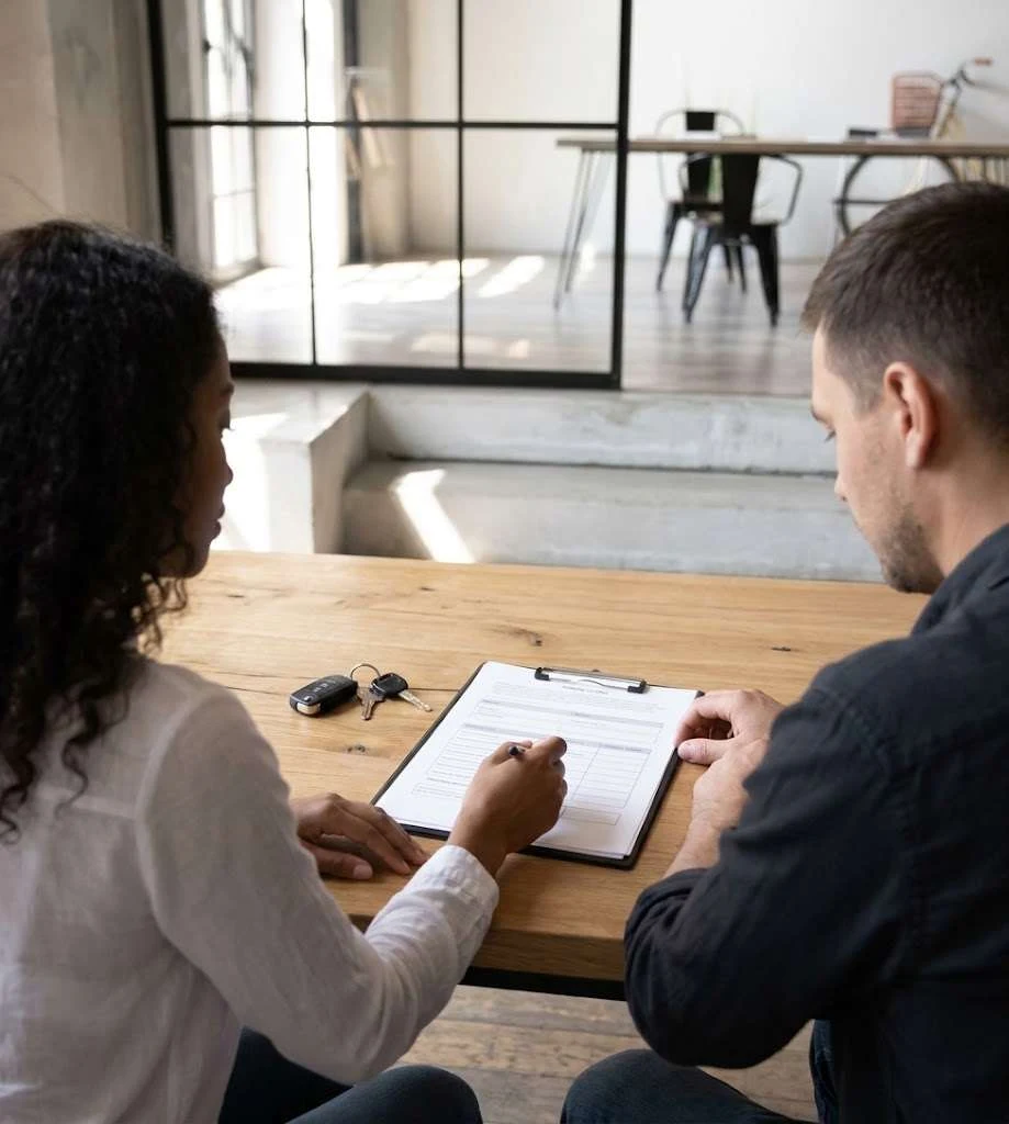 A dealership team reviewing an appraisal together